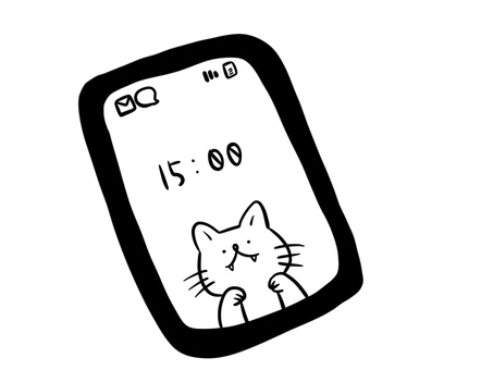 手描きのスマホ(猫)