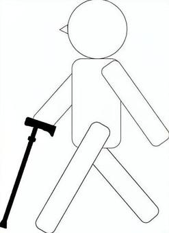 杖を持って歩く人 杖,歩く,歩行,高齢者,介護,リハビリ,福祉,医療,歩行訓練,福祉用具のイラスト素材