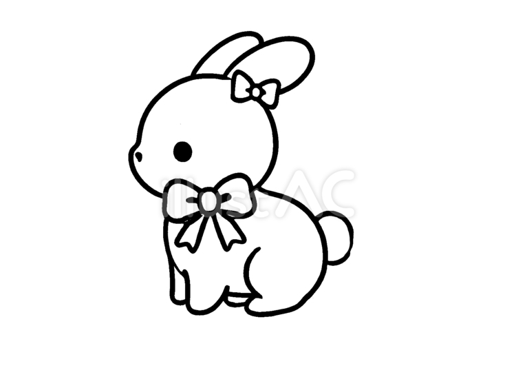 リボンをしたウサギの横顔 ウサギ,リボン,可愛いのイラスト素材