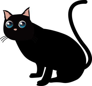 黒猫かわいい　 黒猫,目,見つめる,座る,かわいい,野良,尻尾,ペット,アニメのイラスト素材