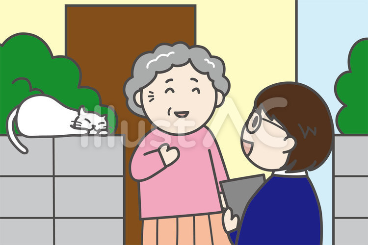 民生委員 民生委員,老人,高齢者のイラスト素材