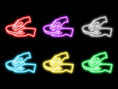 お皿洗いする手元 皿,洗う,洗い,家事,炊事,手元,スポンジ,ゴム手袋,手書き,ネオンのイラスト素材