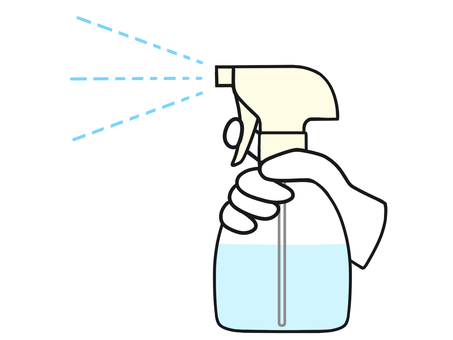 水入りの霧吹きを噴射するイラスト 霧吹き,生活,掃除,道具,噴射,手,水のイラスト素材