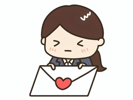 ラブレター(スーツ) ラブレター,告白,手紙,バレンタイン,２月,スーツ,女性,ol,ゆるい,ゆるかわいいのイラスト素材