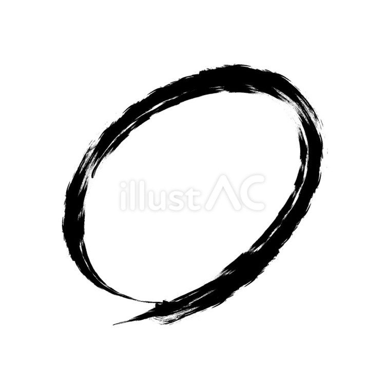 黒い筆書きの丸マーク 手描き,手書き,背景透過のイラスト素材