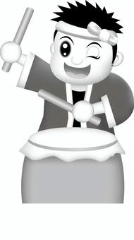 和太鼓を叩く男の子のイラスト 和太鼓を叩く男の子のイラスト 太鼓,和太鼓,叩く,おまつり,祭り,縁日,半被,はちまき,男の子,子どものイラスト素材