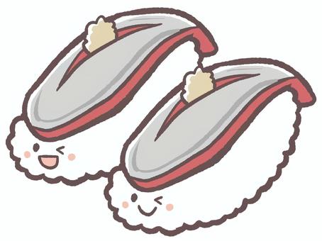 美味しい料理。食べ物のいわしのお寿司 寿司,いわし,魚,生姜,回転寿司,魚介,海鮮,和食,お米,酢飯のイラスト素材