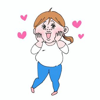 ときめいている女性 ときめく,ドキドキ,ハート,嬉しい,喜ぶ,好意,好き,恋,恋愛,手のイラスト素材