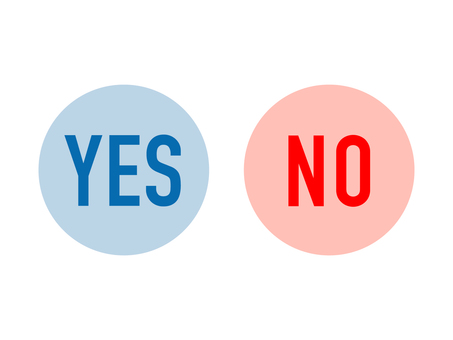YES＆NO アイコン 青＆赤 yes,no,イエス,ノー,文字,丸,バツ,はい,いいえ,要求のイラスト素材