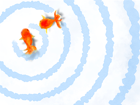 Watercolor style large ripples and two goldfish, JPG Watercolor style large ripples and two goldfish, watercolor, goldfish, ripple, JPG