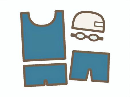 スクール水着のイラスト｜学校の持ち物 スクール水着,水着,水泳,水泳帽子,ゴーグル,プール,夏休み,体育,学校,授業のイラスト素材