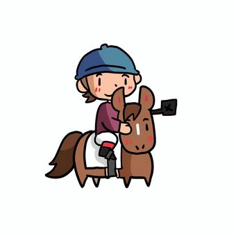 お馬さんイラスト433 騎手,競馬,馬,サラブレッド,レースのイラスト素材