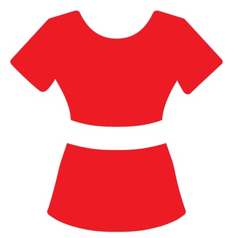 レディース服上下赤 アイコン,服,衣服,レディース,シャツ,スカート,赤,シルエットのイラスト素材