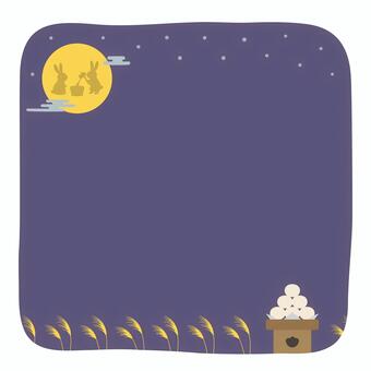 もちつきうさぎとススキ月見団子背景正方形 月見団子,お月見,背景,フレーム,正方形,秋,月見,うさぎ,もちつき,月のイラスト素材
