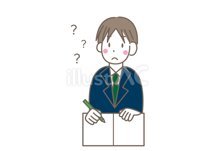 勉強が苦手な男子学生 勉強,学生,わからないのイラスト素材