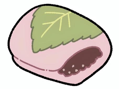 Illustration, sakura mochi, japon tatlıları, pembe, 