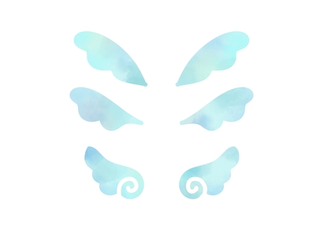 水色水彩の天使の羽 あしらい,羽,翼,水彩,きれい,シンプル,おしゃれ,使いやすい,水色,挿絵のイラスト素材