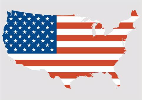 アメリカの地図（国旗柄） アメリカ,usa,地図,国旗,外国,海外,地理,土地,国土,地形のイラスト素材