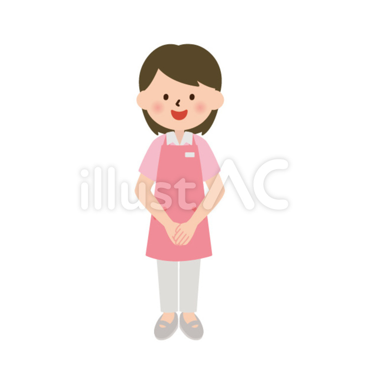手を組むエプロン姿の女性 手を組むエプロン姿の女性 ヘルパー,手を組む,女性のイラスト素材
