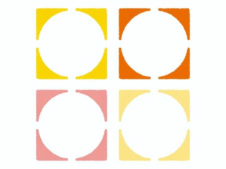 じわじわ縁のくりぬき丸フレームセット03 フレーム,囲み,枠,飾り枠,色々,円,丸のイラスト素材