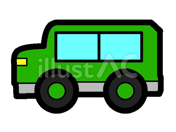 緑色のデフォルメした車アイコン 車,乗物,デフォルメのイラスト素材