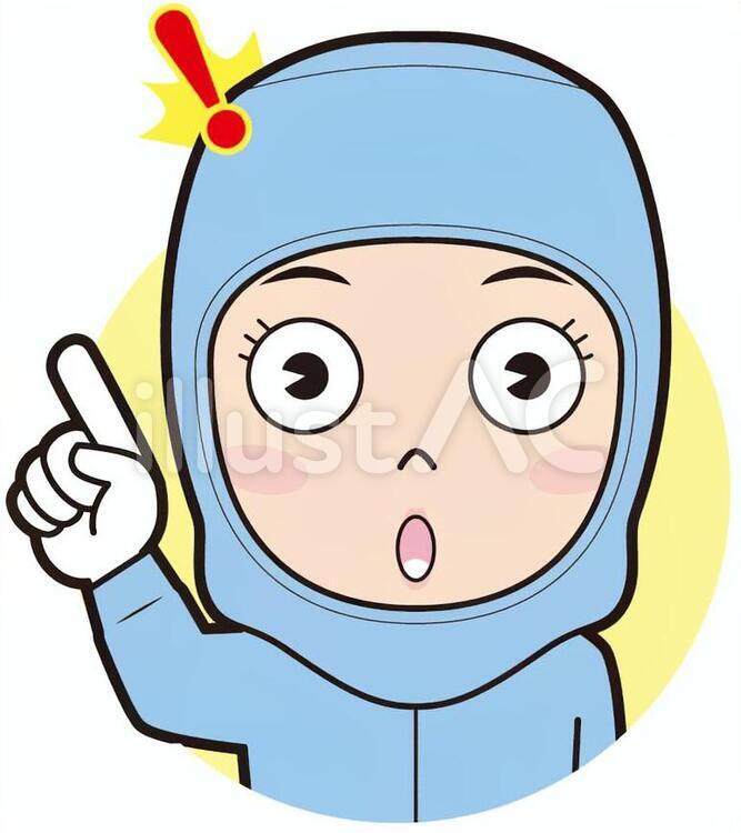 指差し防塵服女性（ひらめく） 指差し,ポイント,チェックのイラスト素材