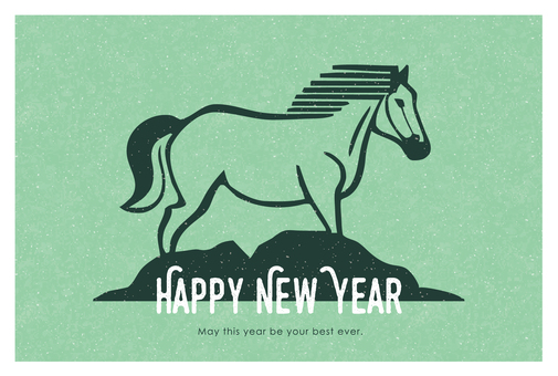 アウトドア風の馬のロゴ（年賀状）_1 馬,ロゴ,年賀状,アイコン,シルエット,マーク,おしゃれ,アウトドア,かっこいい,シンプルのイラスト素材