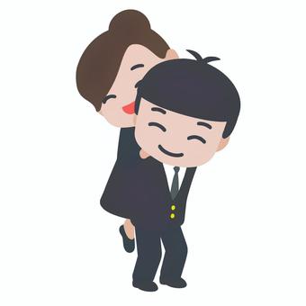 おんぶするビジネスマンとOL ビジネスマン,ol,おんぶ,助け合い,信頼,絆,優しさ,職場,オフィス,スーツのイラスト素材