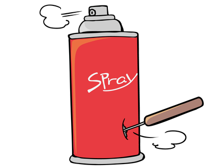 スプレー缶 処分 スプレー缶,処分,穴,針,主線あり,イラスト素材,広告,チラシ,cm,白背景のイラスト素材