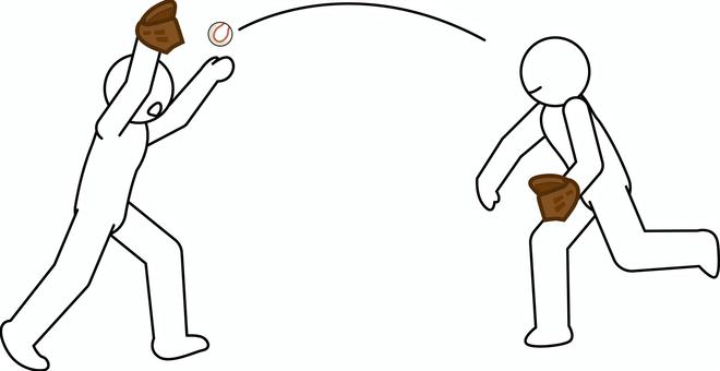 キャッチボール　　 キャッチボール,野球,ボール,グローブ,投げる,運動,デフォルメ,人物のイラスト素材