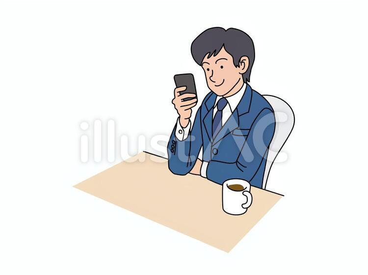 スマホを持った男子社員 ビジネス,サラリーマン,仕事のイラスト素材