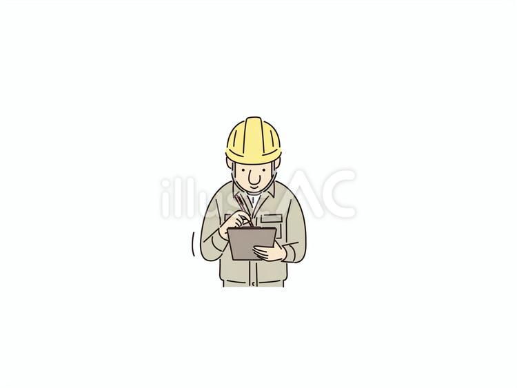 メモを取る男性現場作業員 現場作業員,メモ,勉強中のイラスト素材