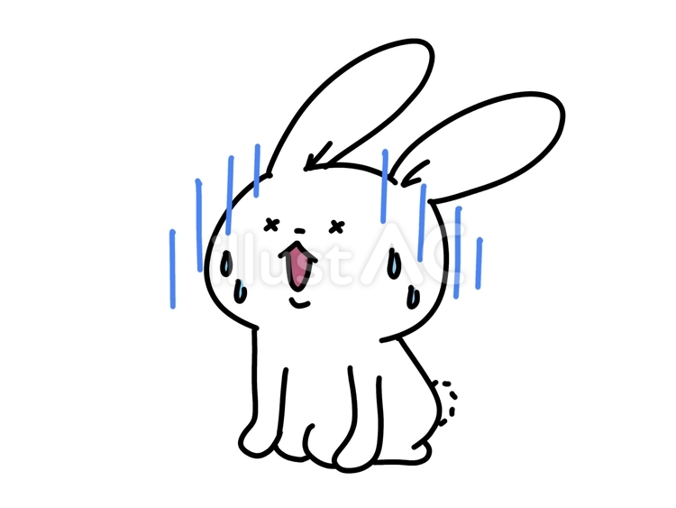 驚いて腰が抜けたウサギさん うさぎ,驚く,愕然のイラスト素材
