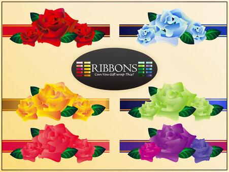 L-0319：リボン7 リボン,飾り,装飾,ラッピング,包装,イベント,赤,青,金,銀のイラスト素材