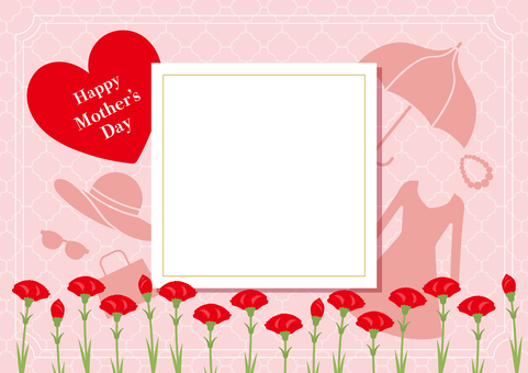母の日ギフトのセールのチラシ素材 母の日,カーネーション,5月,行事,春,ハート,ワンピース,アクセサリー,日傘,帽子のイラスト素材