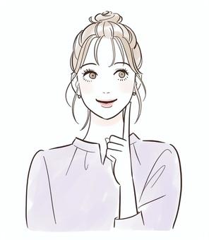 指を頬に当てて考える女性 指を頬に当てて考える女性 女性,人物,きれい,おしゃれ,考える,女の子,美容,ビューティー,大人,クイズのイラスト素材