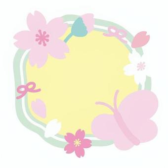 あしらい(蝶々、桜) あしらい(蝶々、桜) 桜,花,花びら,蝶,リボン,円,飾り,フレーム,リース,日本のイラスト素材