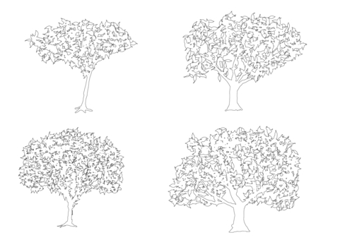 Illustration, monochrome, trees, natural, 