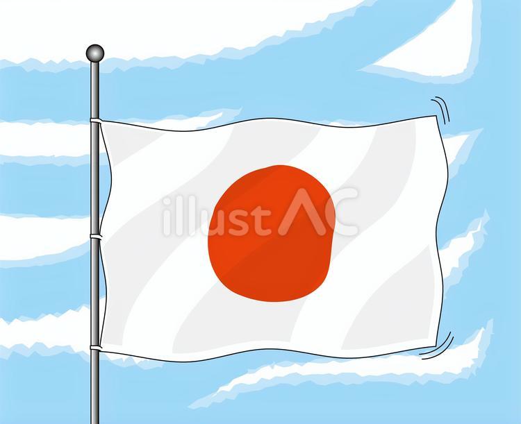 日の丸見上げる 日本,国旗,日の丸のイラスト素材