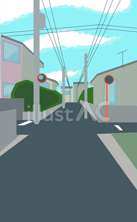住宅地　  住宅地,道路,民家のイラスト素材