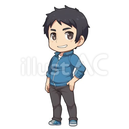 笑顔でほほ笑む黒髪のお父さん