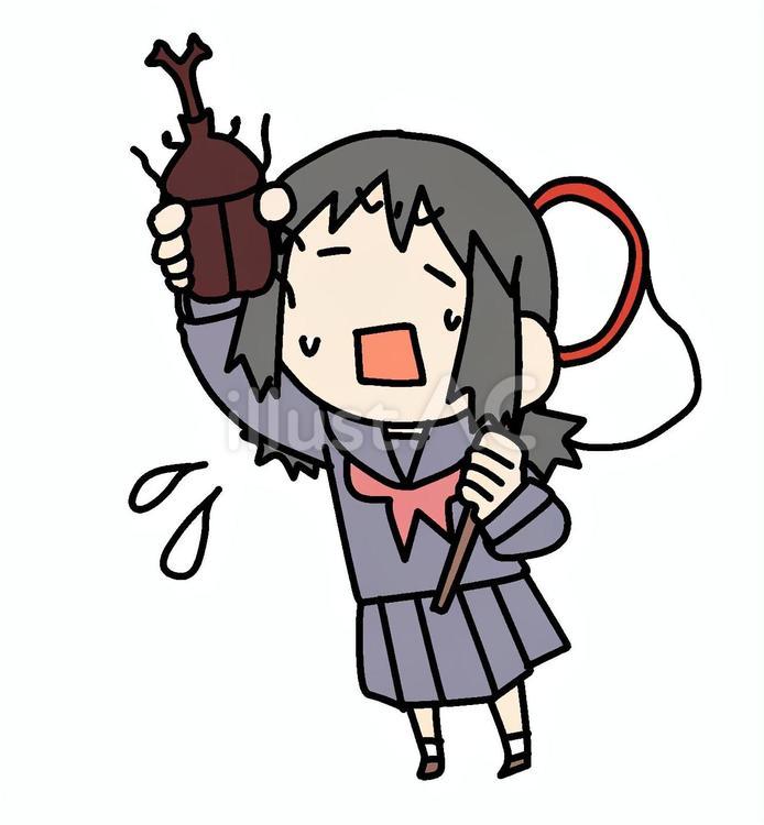 カブトムシとへとへとの少女 少女,カブトムシ,疲労困憊のイラスト素材