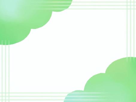 Fluffy three-line frame (green), JPG and PNG Fluffy three-line frame (green), cloud, watercolor, frame, JPG and PNG
