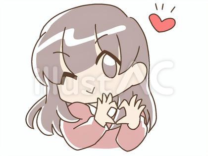指でハートを作ってウインクする女性