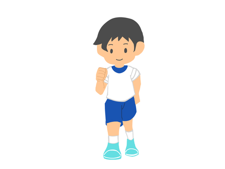 位置について走る用意する男の子 走る,用意,かまえる,男の子,こども,スタート,運動会,徒競走,人物,正面のイラスト素材