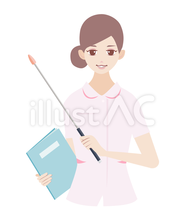 指示棒で説明する女性（ナース姿）2 女性,看護師,指し棒のイラスト素材