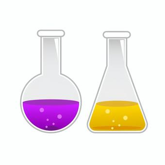 フラスコ　二種 フラスコ,三角,丸,理科,実験,ラボ,道具,ベクター,授業,紫のイラスト素材