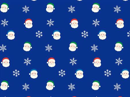 サンタと雪の結晶パターン/青 サンタと雪の結晶パターン/青 サンタ,背景,ラッピングペーパー,カード,柄,包装,壁紙,web素材,背景素材,背景透過のイラスト素材