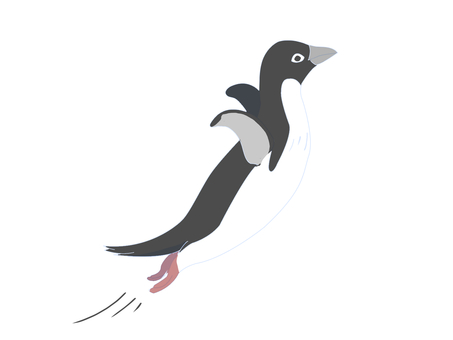 アデリーペンギン（ジャンプ・主線なし） ペンギン,アデリーペンギン,鳥,動物,南極,ジャンプ,主線なしのイラスト素材