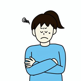 悩んでいる女性 女性,人物,シンプル,悩み,苦悩,困り顔,上半身,1人,考え事,心配のイラスト素材